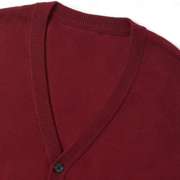 Close-up of Gideon sweater vest neckline and ribbed trim