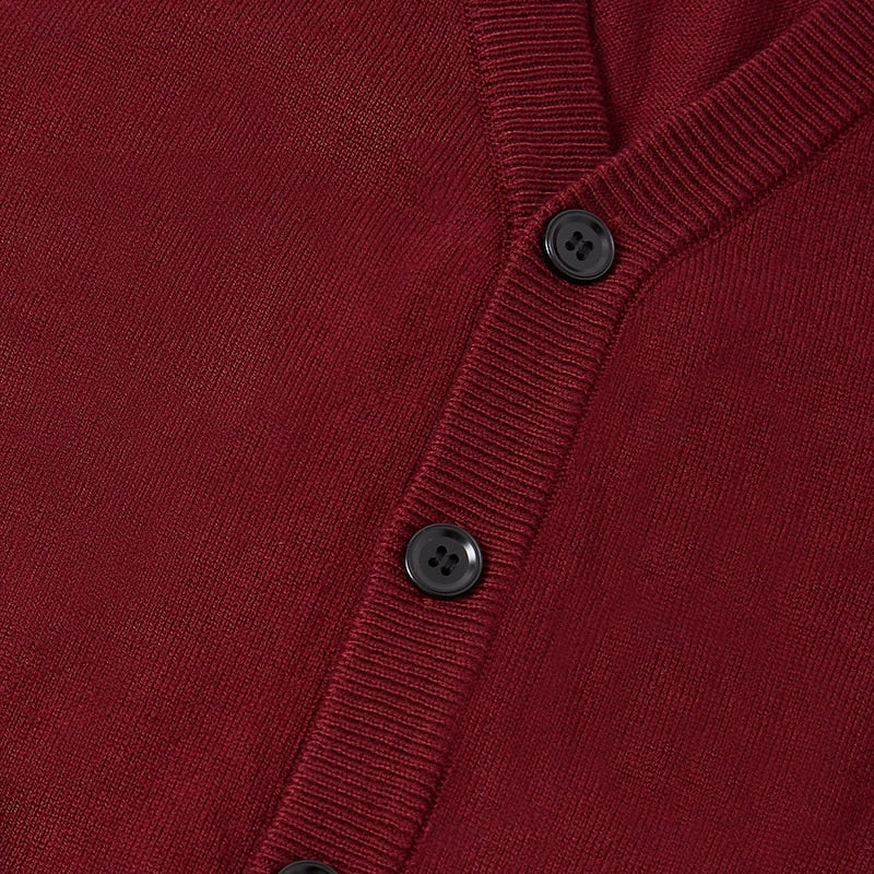 Close-up of Gideon sweater vest button front detail