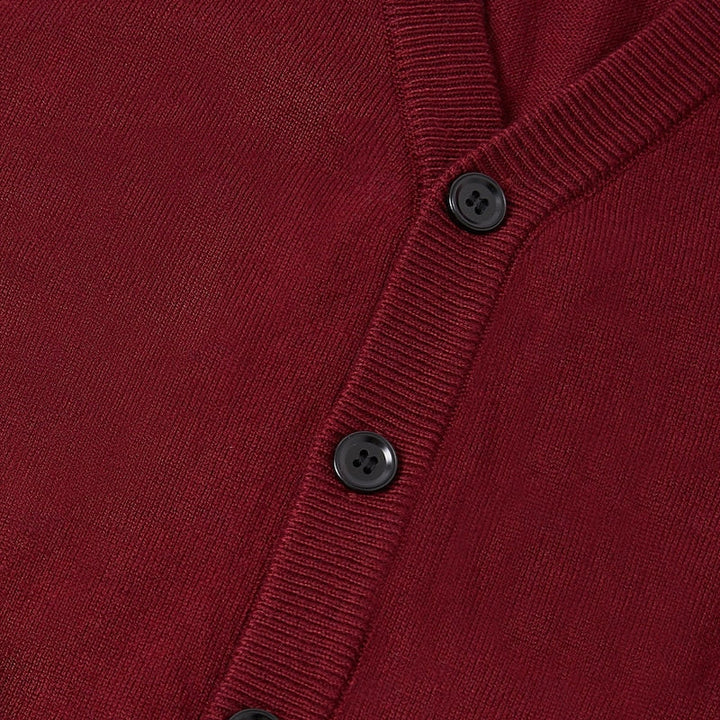 Close-up of Gideon sweater vest button front detail
