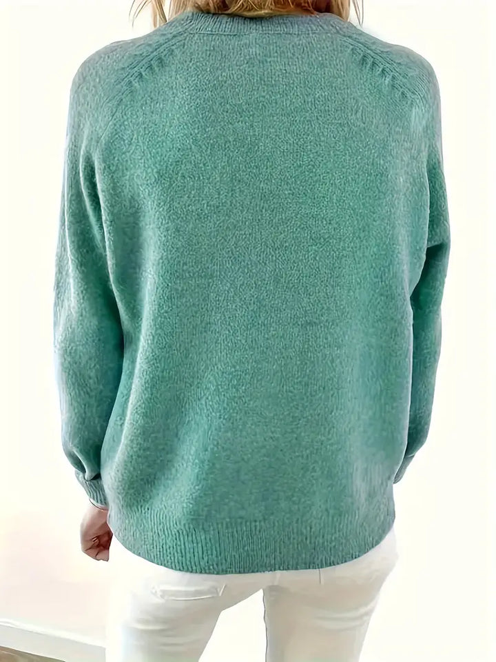 Henrietta green knit jumper, back view