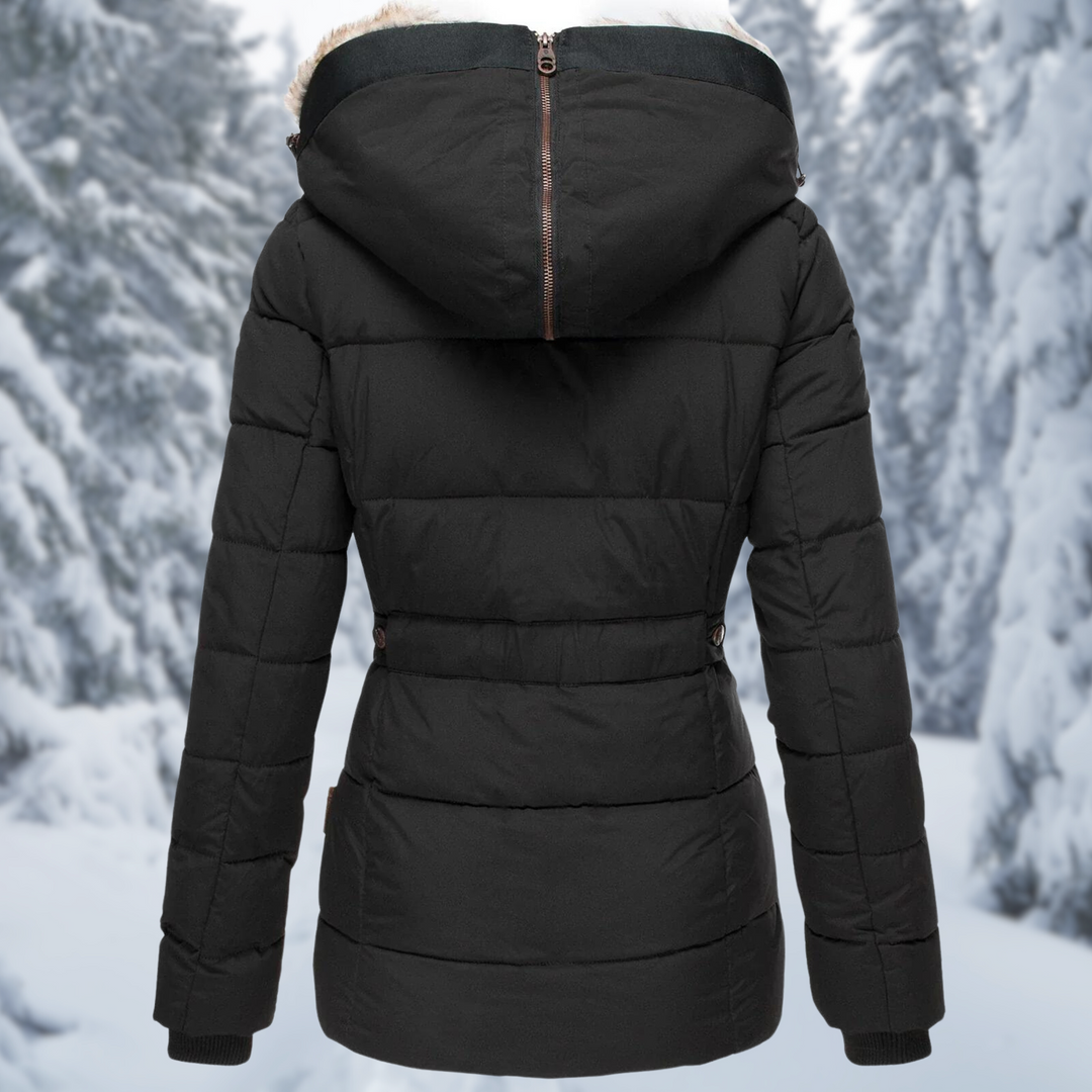 Josephine puffer jacket, back view black