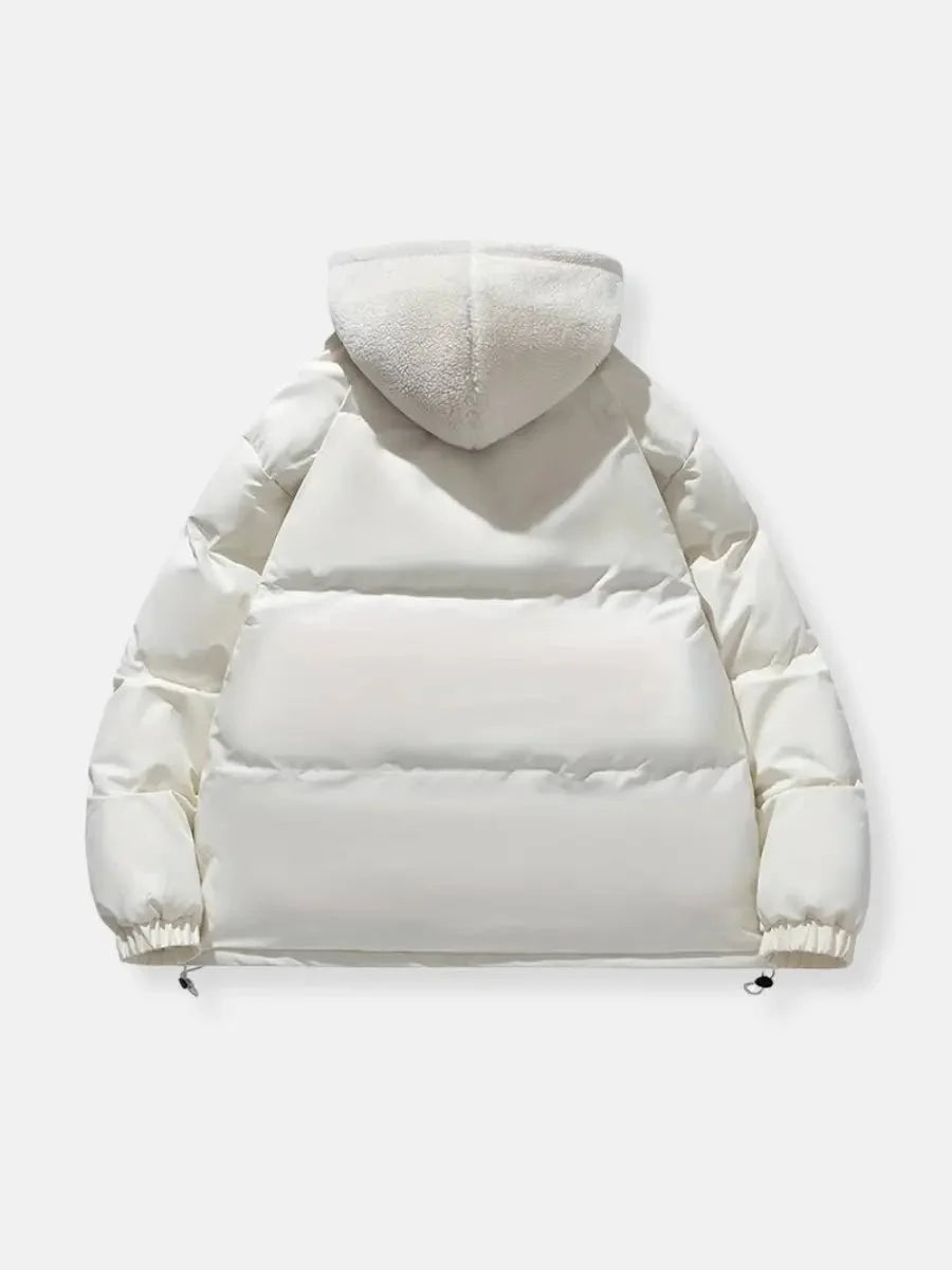Josephine hooded puffer jacket in white, back view