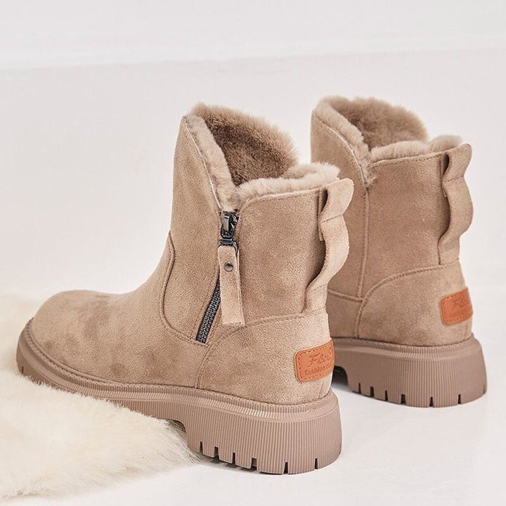 Primrose ankle boots showing fleece lining and back zip detail