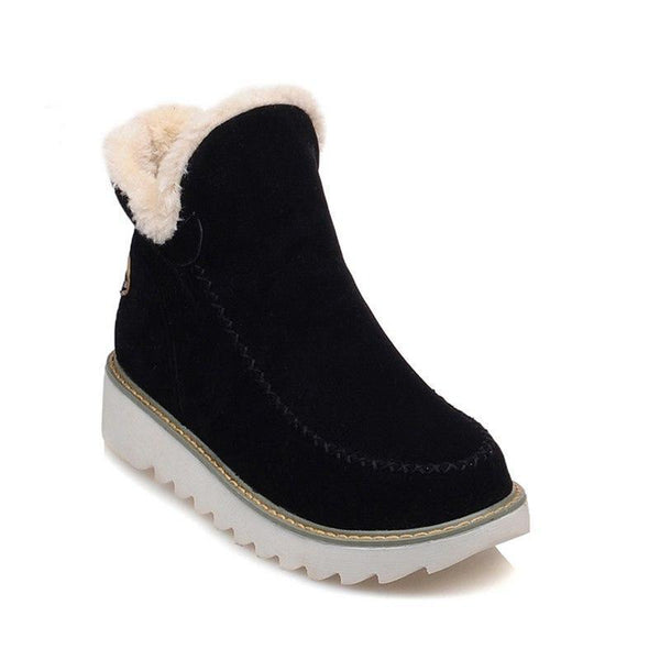 Rosalie fleece lined ankle boots in black, single boot side view