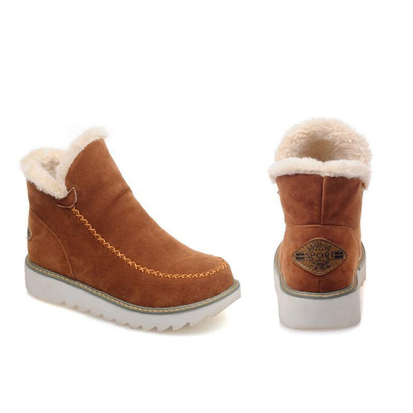 Rosalie fleece lined ankle boots in brown, side and back pair view