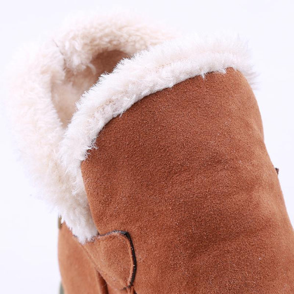 Rosalie fleece lined ankle boots close-up of fleece collar and heel tab