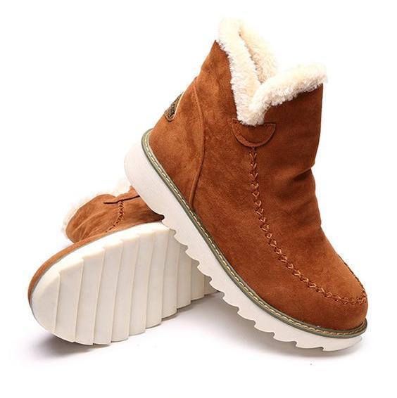 Rosalie fleece lined ankle boots in brown, pair angled view