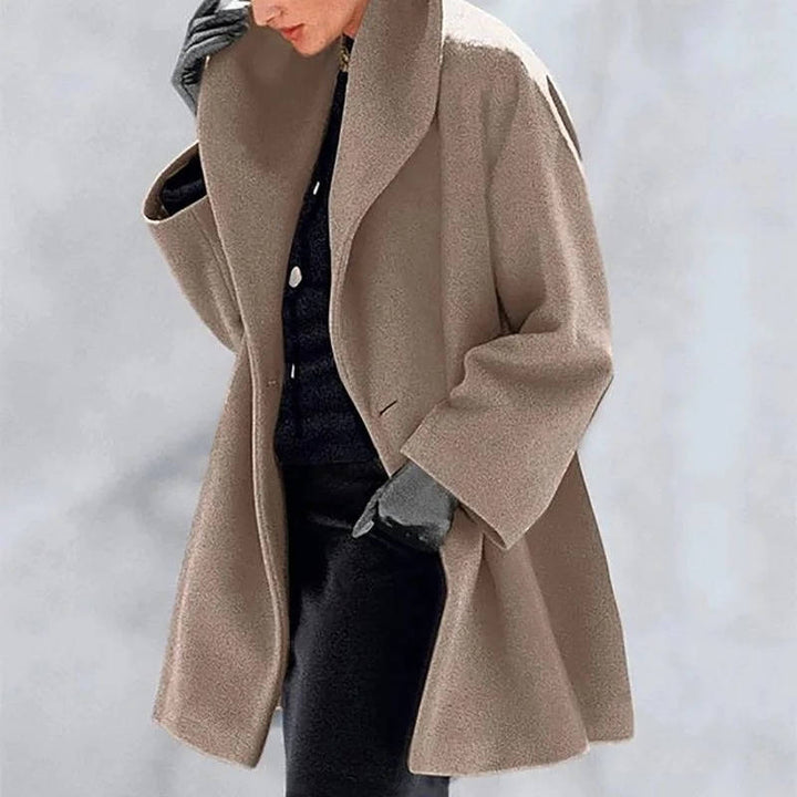Rosalind camel shawl collar longline wool coat, side view