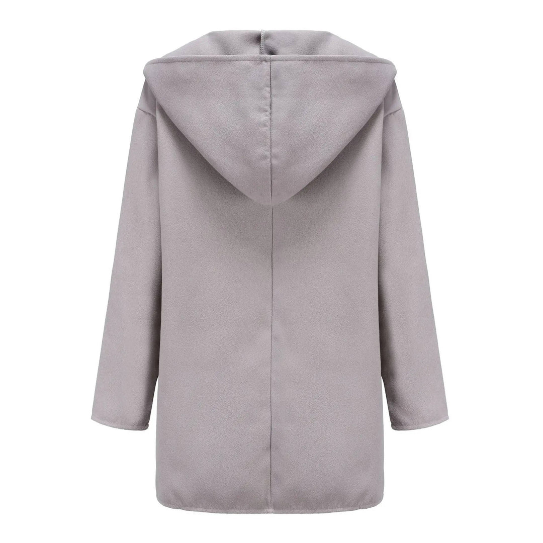 Rosalind grey shawl collar wool coat, back flat lay