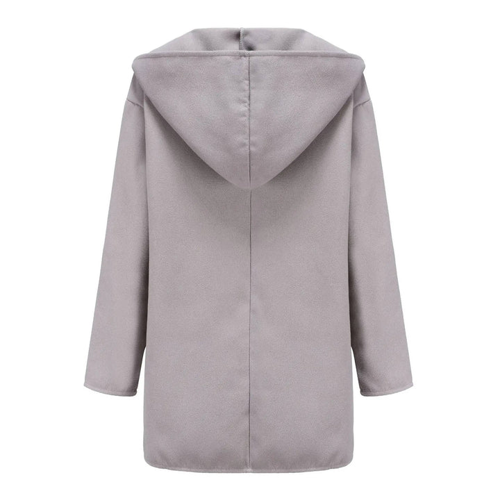 Rosalind grey shawl collar wool coat, back flat lay