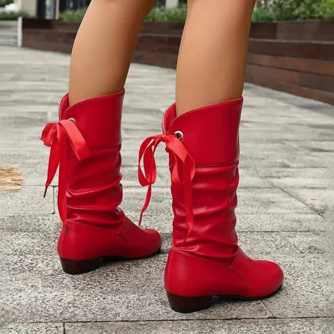 Verity red calf boots, side profile